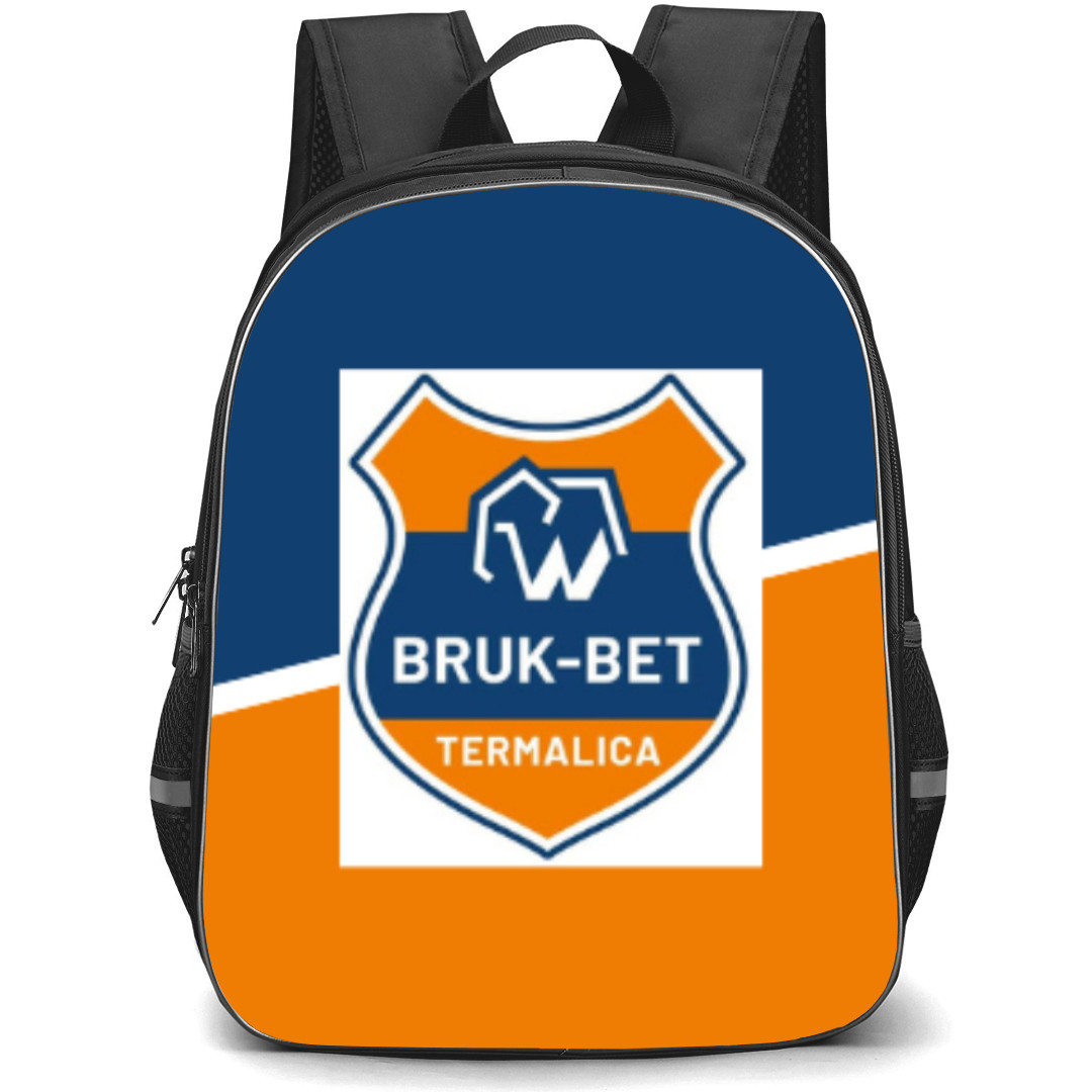 Bruk Bet Termalica Nieciecza Backpack School Bag StudentPack - Logo In Orange And Blue Background
