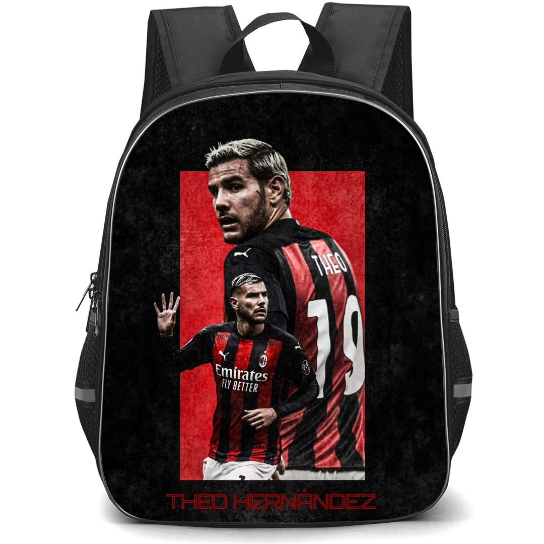 Theo Hernandez Backpack StudentPack - Theo Hernandez 19 A.C. Milan Back Poster On Red Black Background