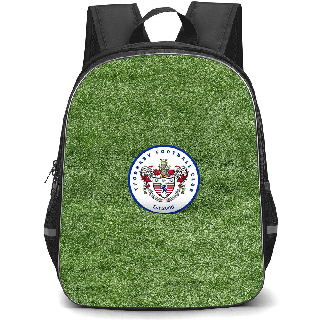 Thornaby Football Club Backpack School Bag StudentPack - Thornaby Football Club Logo with Grass Green Effect