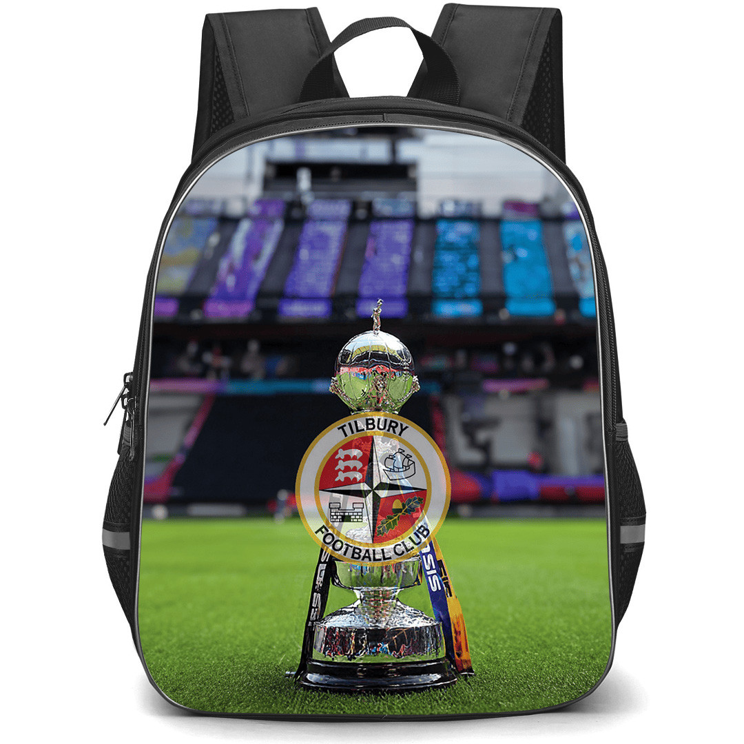 Tilbury Football Club Backpack School Bag StudentPack - Tilbury Football Club Logo with Blurred Trophy Effect
