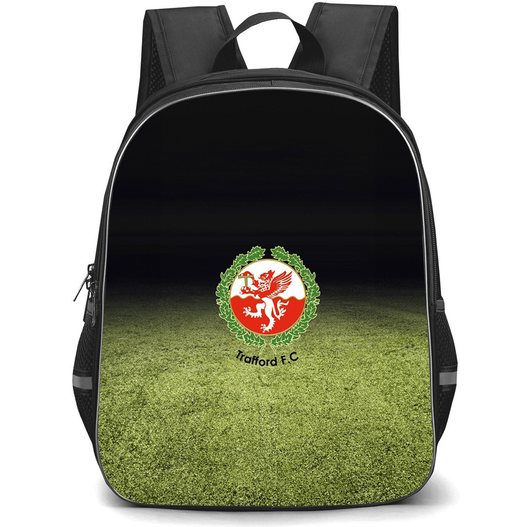 Trafford Football Club Backpack School Bag StudentPack - Trafford Football Club Logo with Green Grass