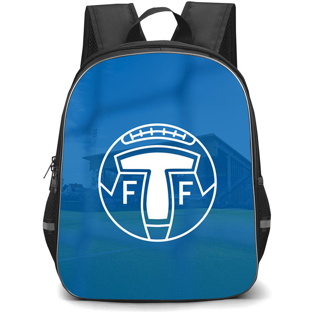 Trelleborgs FF Backpack School Bag StudentPack - Trelleborgs FF Logo On Blue Effect Stadium Background Football Club