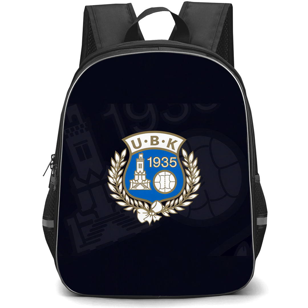 Utsiktens BK Backpack School Bag StudentPack - Utsiktens BK Logo On Black Background Football Club