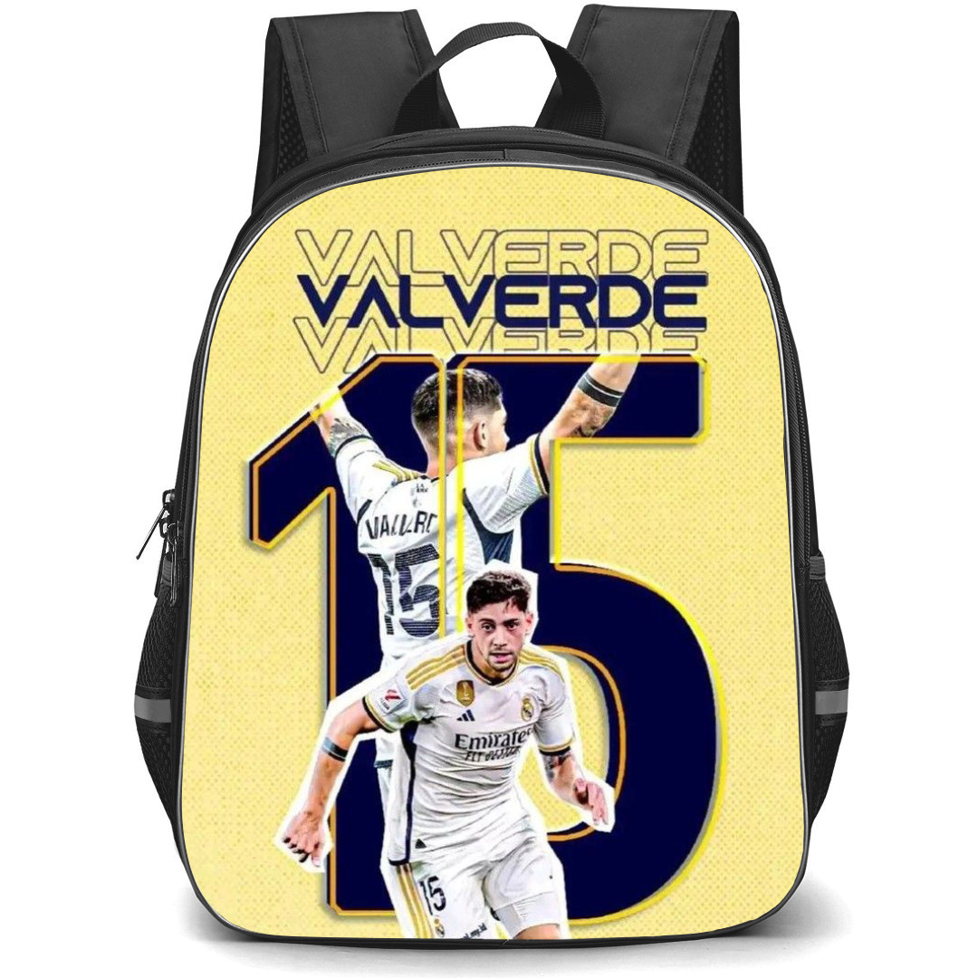 Federico Valverde Backpack StudentPack - Federico Valverde Real Madrid Dribbling On Jersey Number 15 Yellow Background