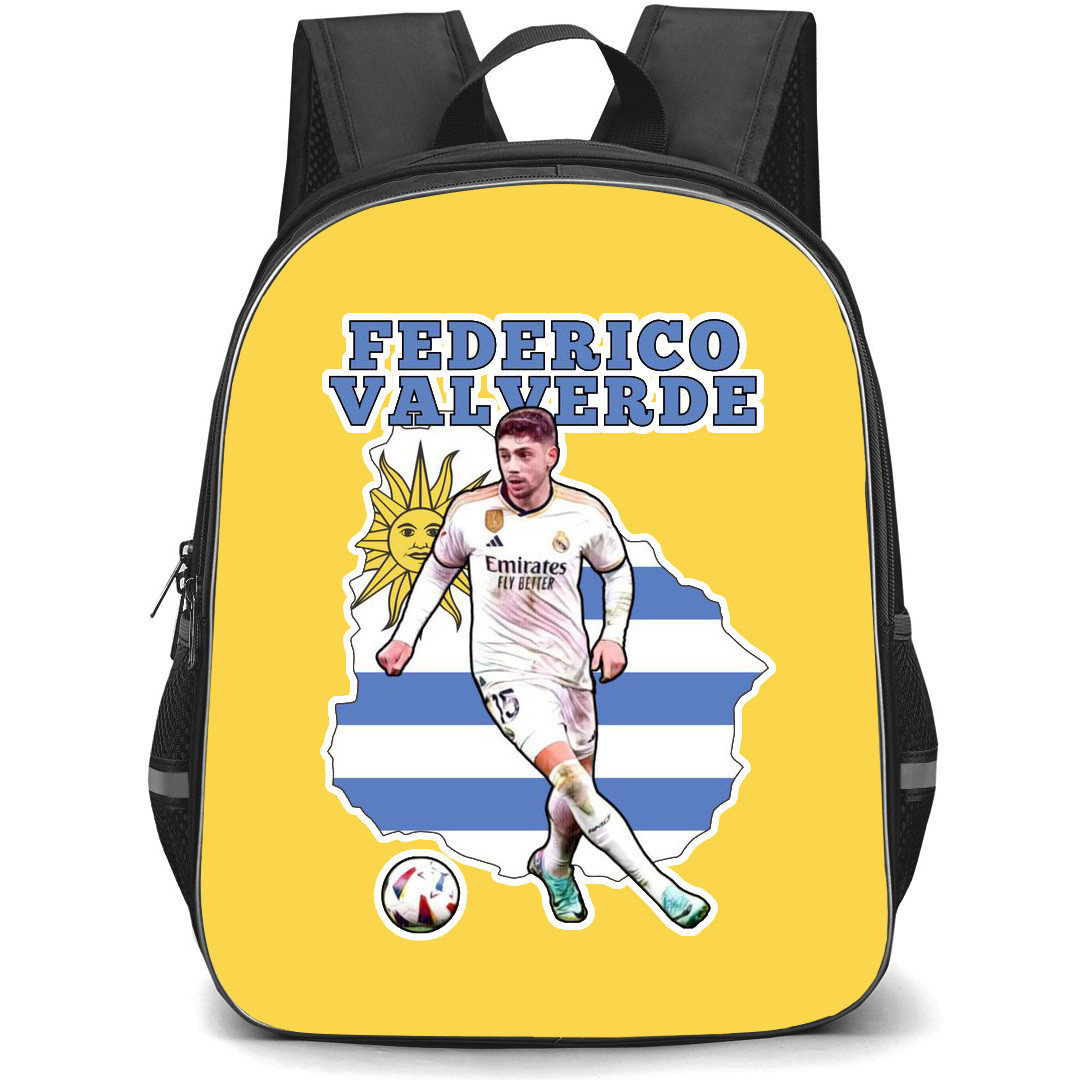 Federico Valverde Backpack StudentPack - Federico Valverde Dribbling On Uruguay Flag Sticker
