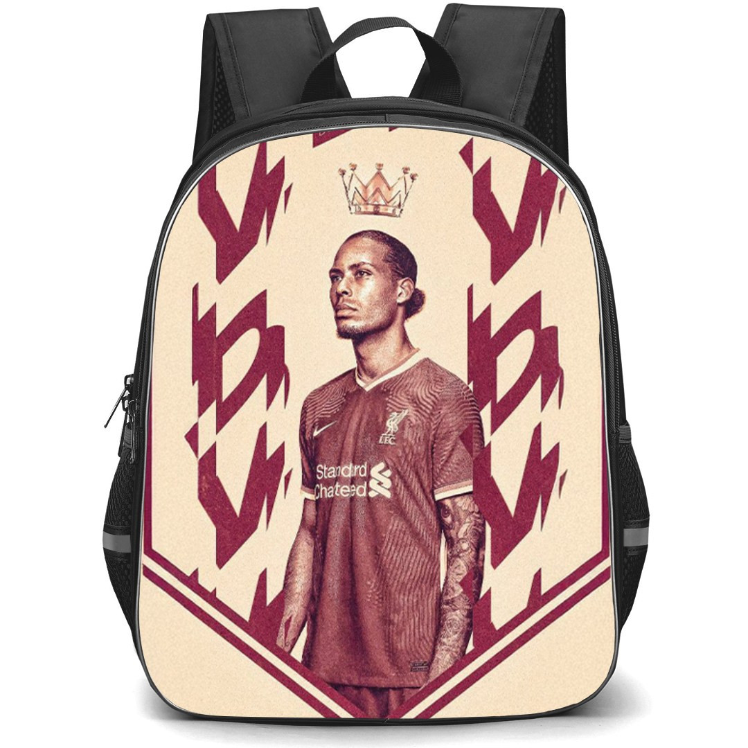 Van Dijk Backpack StudentPack - Van Dijk Liverpool F.C. Defend The Crown Retro Poster