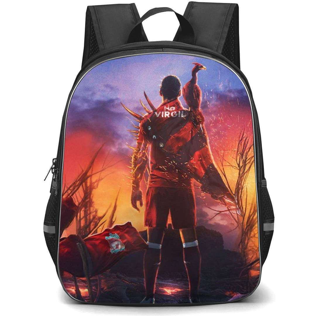 Van Dijk Backpack StudentPack - Van Dijk Liverpool F.C. Standing Back With Eagle Concept Art Poster