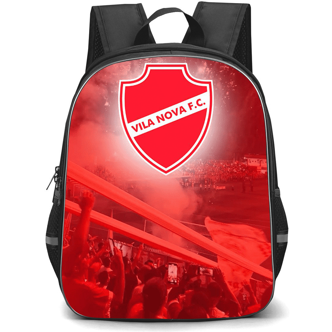 Vila Nova Futebol Clube Backpack School Bag StudentPack - Vila Nova Futebol Clube Stadium with Logo Fireworks Red Effect