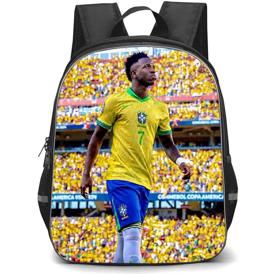 Vinicius Junior Backpack School Bag StudentPack - Vinicius Junior Jersey Number 7 Brazil National Football Team Copa America Candid Poster