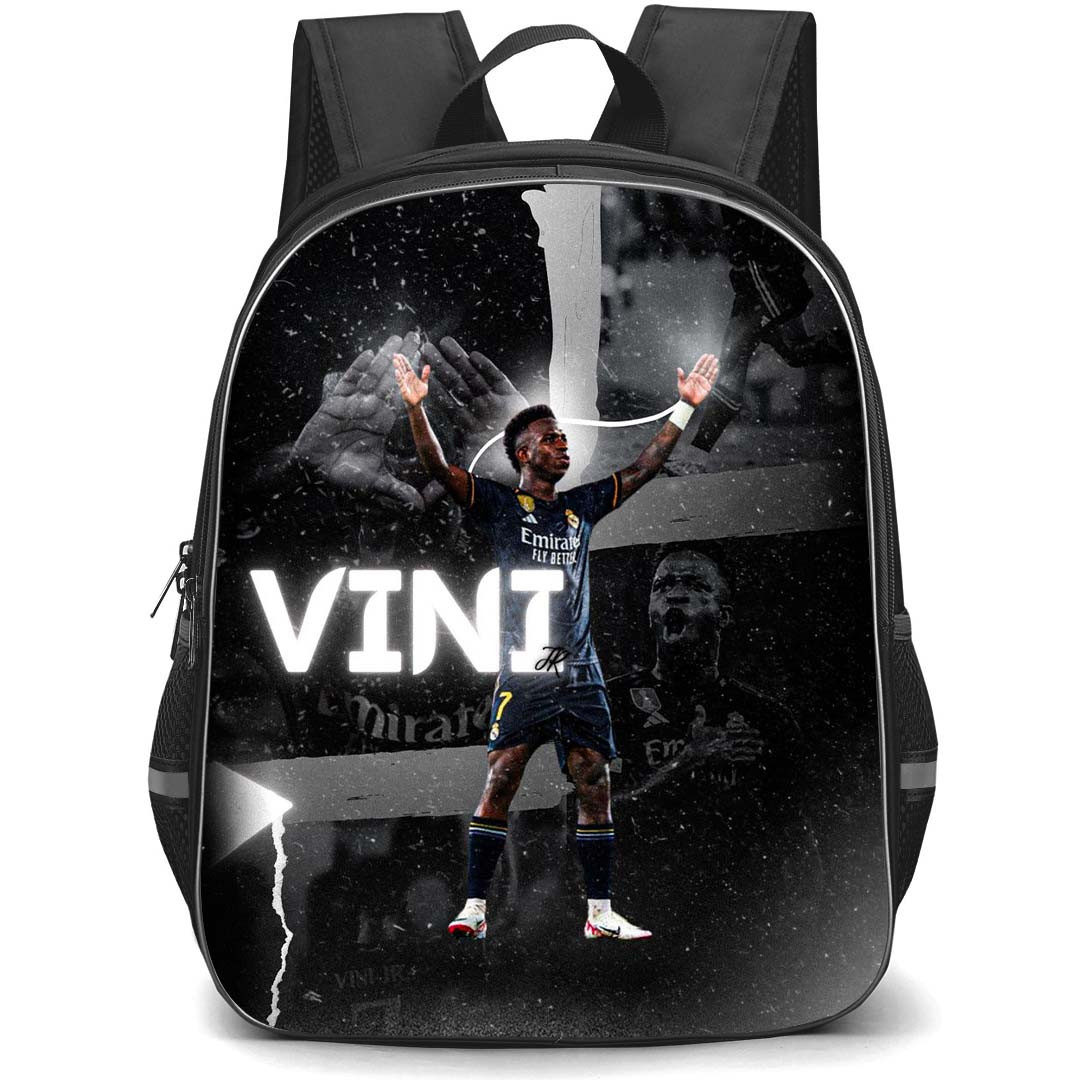 Vinicius Jr School Backpack StudentPack - Vinicius Jr Standing On Dark Graphic Art Poster