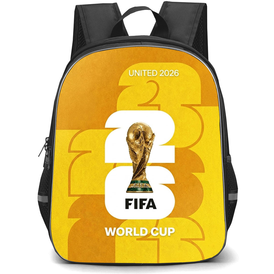 FIFA World Cup 2026 Backpack School Bag StudentPack - FIFA World Cup 2026 Logo On Clean Textured Yellow Background