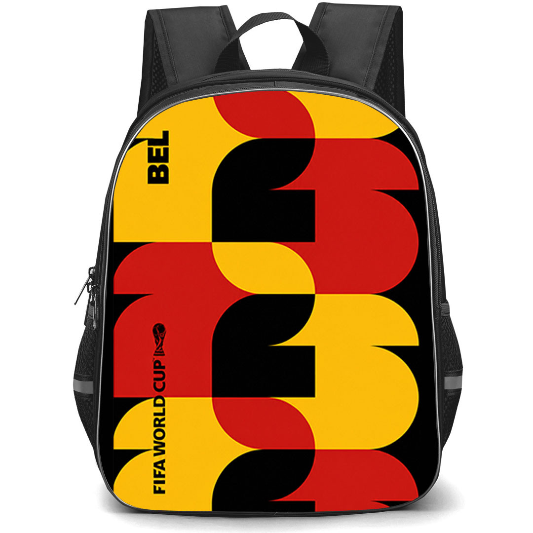 FIFA World Cup 2026 Belgium Backpack School Bag StudentPack - FIFA World Cup 2026 Belgium Retro Geometry Poster