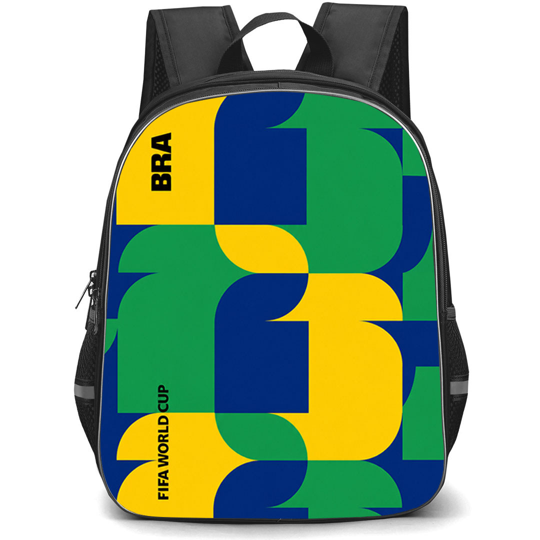 FIFA World Cup 2026 Brazil Backpack School Bag StudentPack - FIFA World Cup 2026 Brazil Retro Geometry Poster