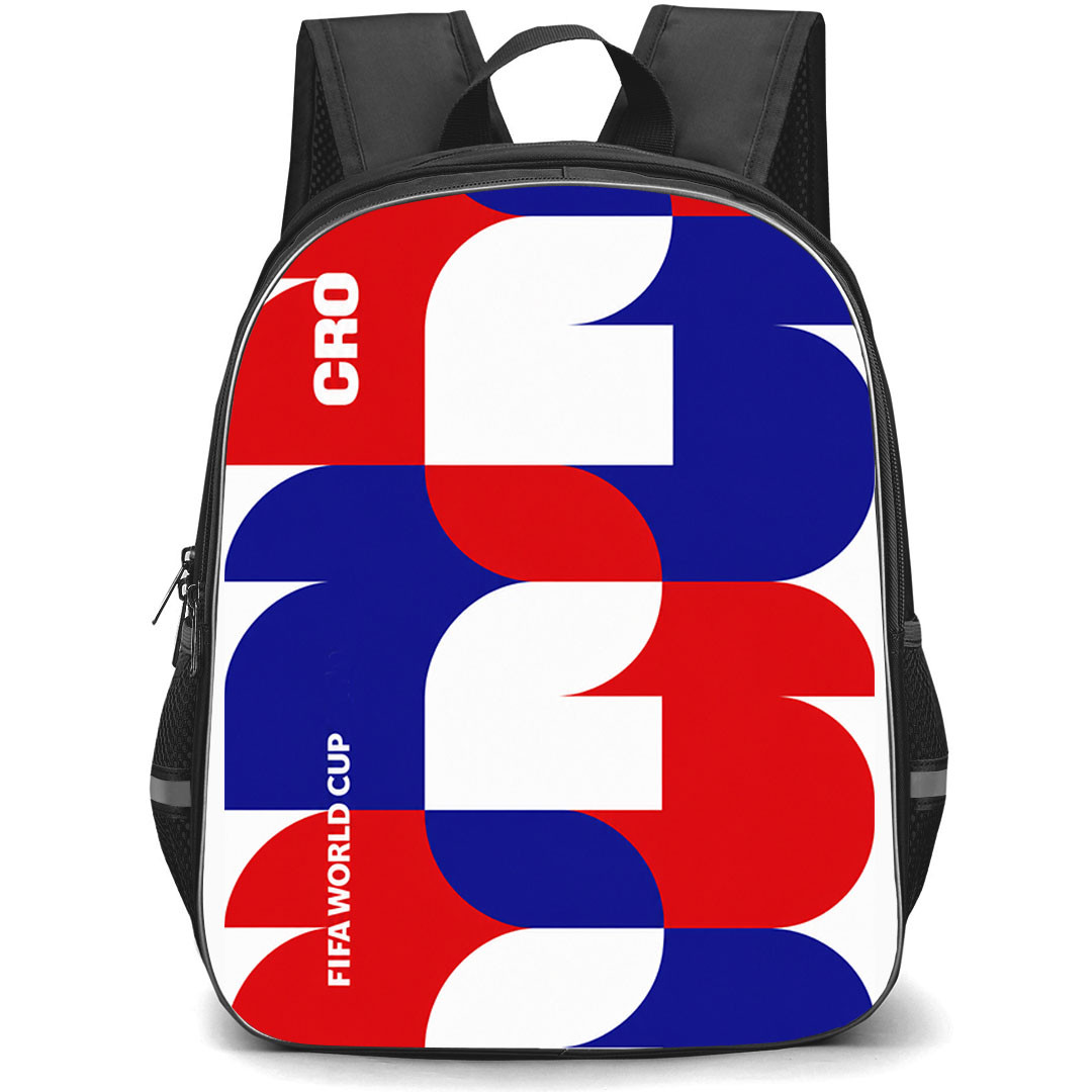FIFA World Cup 2026 Croatia Backpack School Bag StudentPack - FIFA World Cup 2026 Croatia Retro Geometry Poster