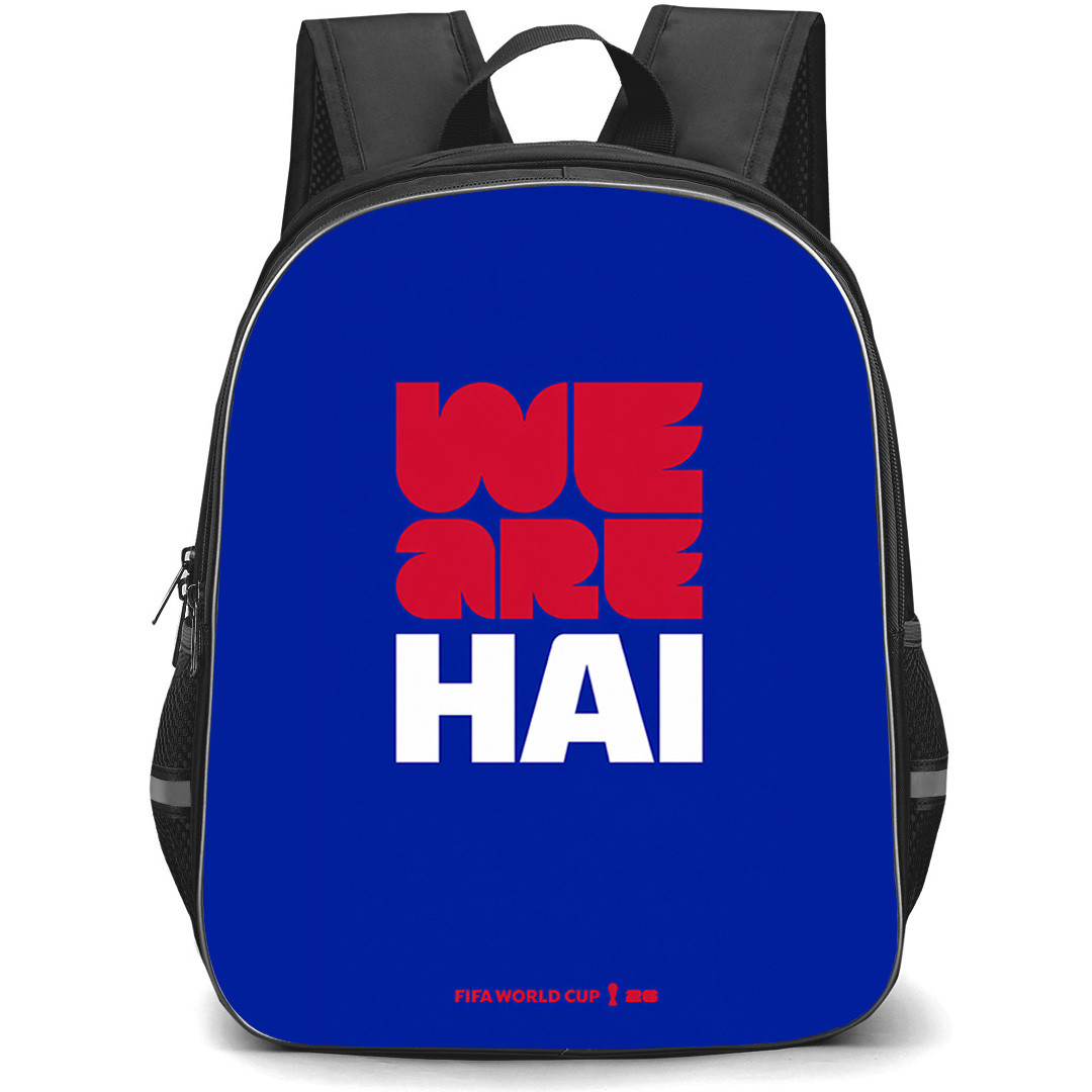 FIFA World Cup 2026 Haiti Backpack School Bag StudentPack - FIFA World Cup 2026 Haiti Pride Slogan Minimalist Poster