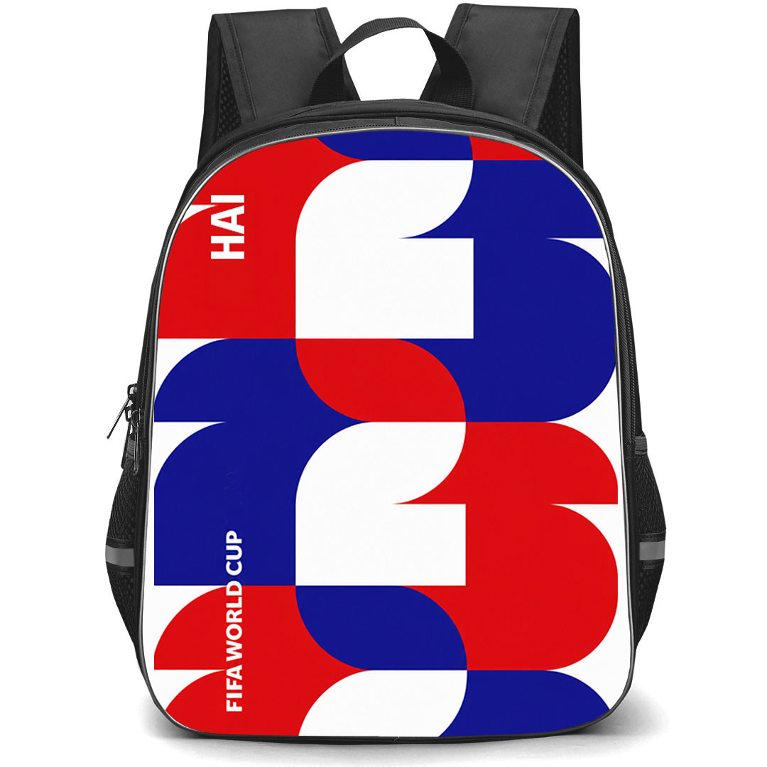 FIFA World Cup 2026 Haiti Backpack School Bag StudentPack - FIFA World Cup 2026 Haiti Retro Geometry Poster
