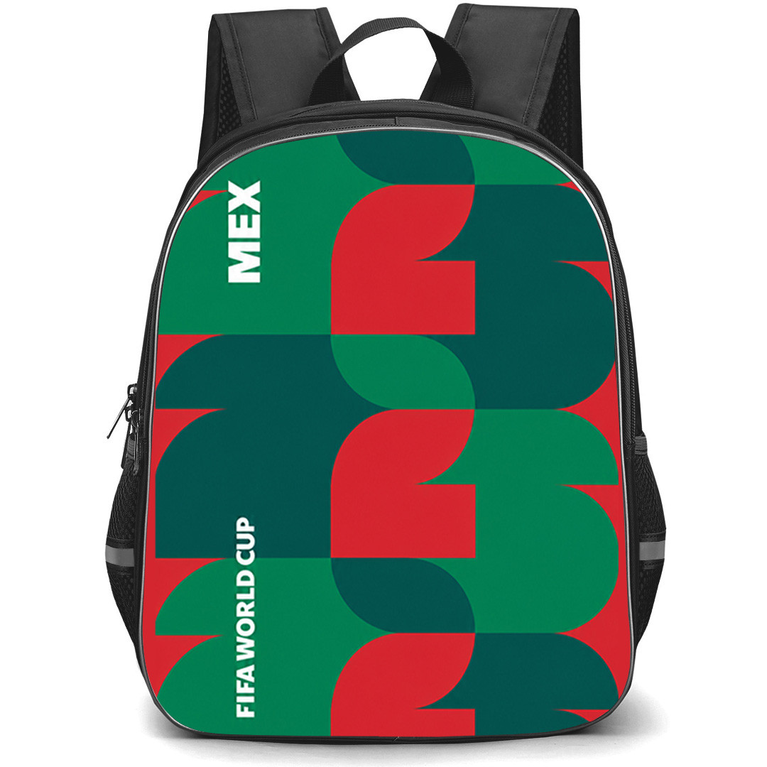 FIFA World Cup 2026 Mexico Backpack School Bag StudentPack - FIFA World Cup 2026 Mexico Retro Geometry Poster