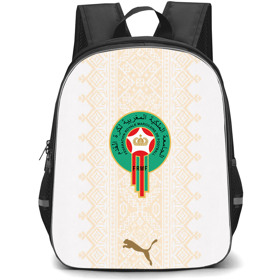 Fifa World Cup 2026 Morocco Backpack School Bag StudentPack - Fifa World Cup 2026 Morocco Away Flag Design Pattern