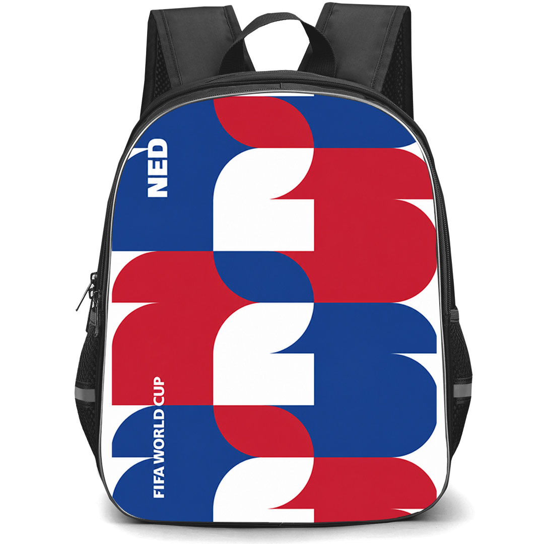 FIFA World Cup 2026 Netherlands Backpack School Bag StudentPack - FIFA World Cup 2026 Netherlands Retro Geometry Poster