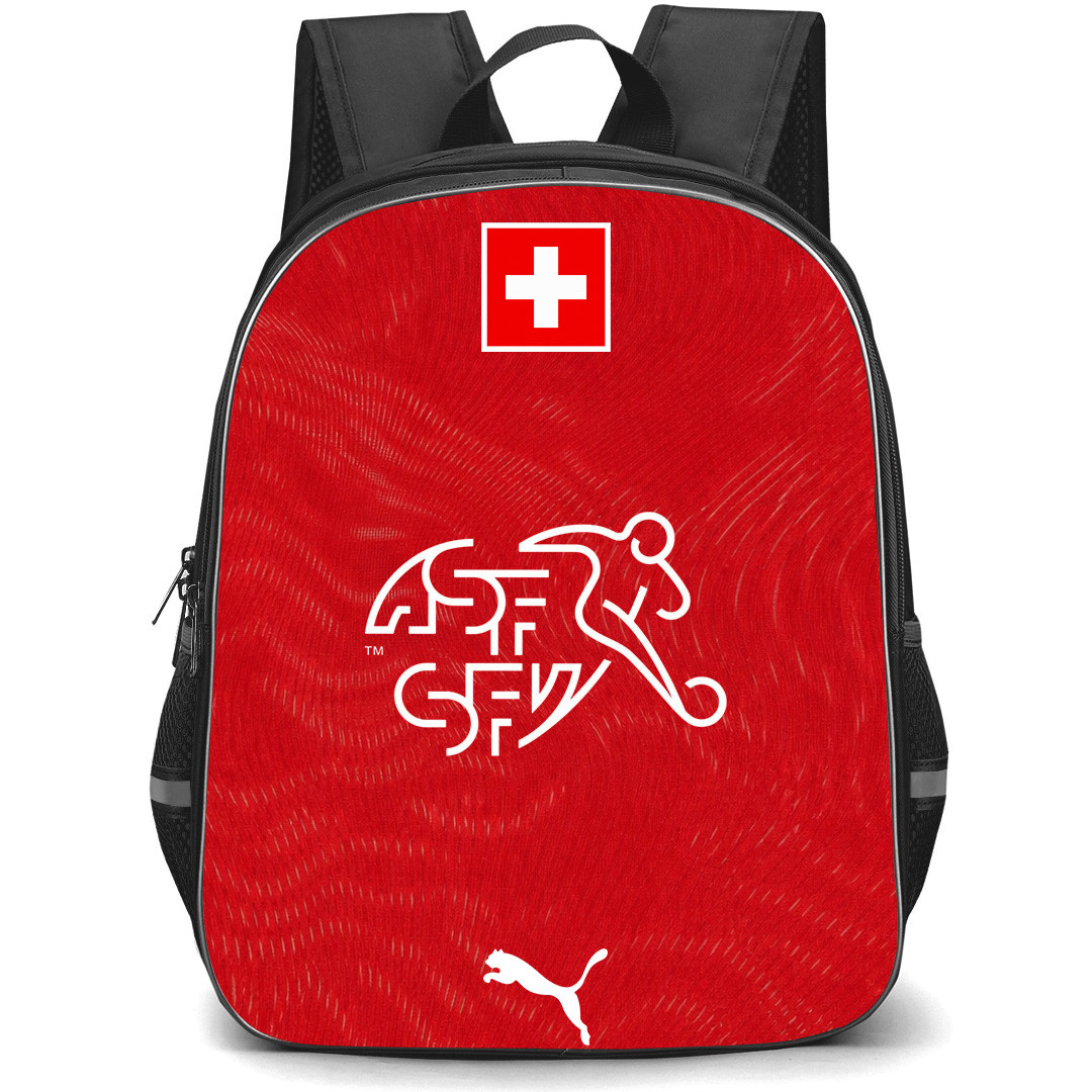 Fifa World Cup 2026 Switzerland Backpack School Bag StudentPack - Fifa World Cup 2026 Switzerland Home Flag Design Pattern