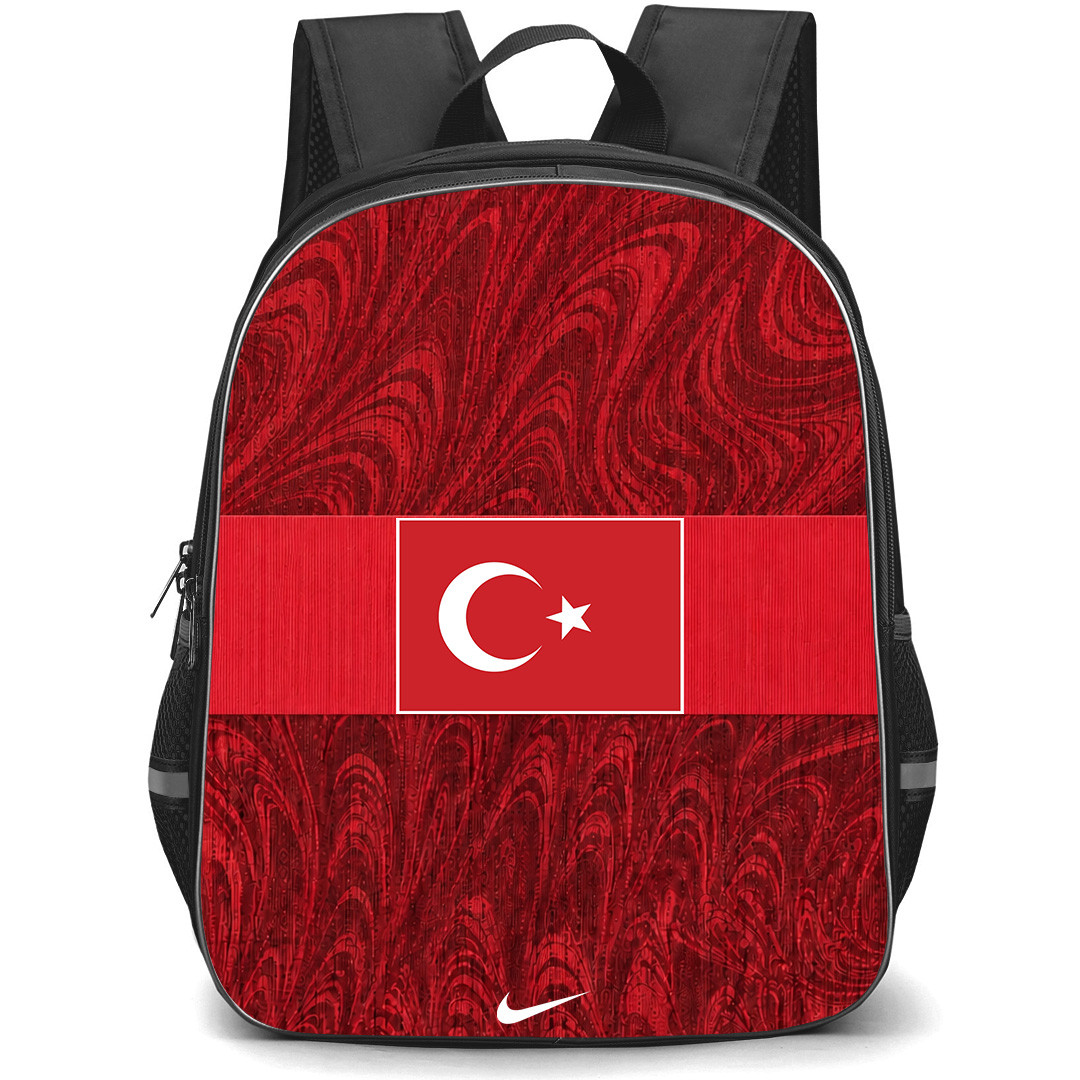 Fifa World Cup 2026 Turkey Backpack School Bag StudentPack - Fifa World Cup 2026 Turkey Home Flag Design Pattern
