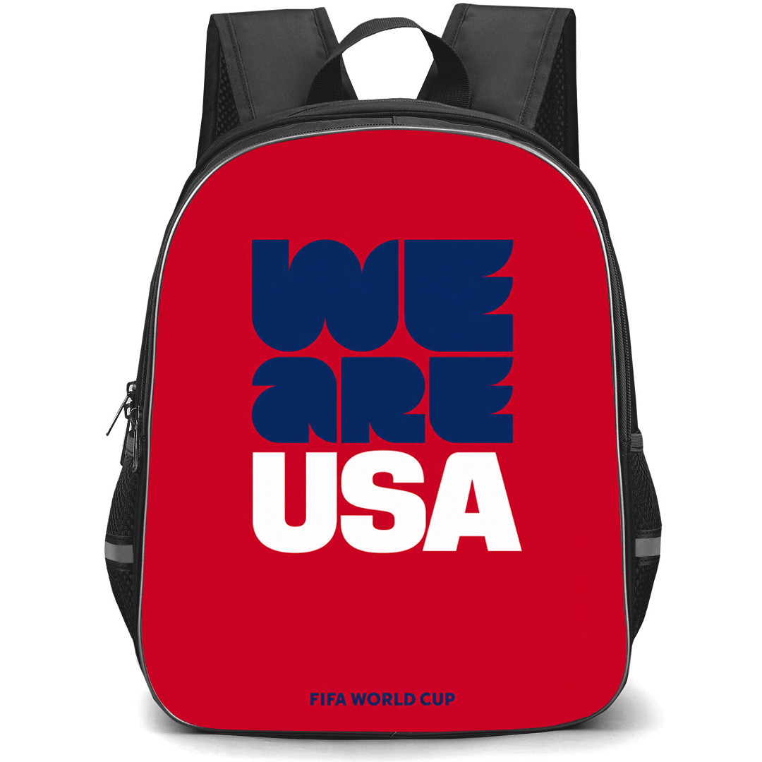 FIFA World Cup 2026 USA Backpack School Bag StudentPack - FIFA World Cup 2026 USA Pride Slogan Minimalist Poster