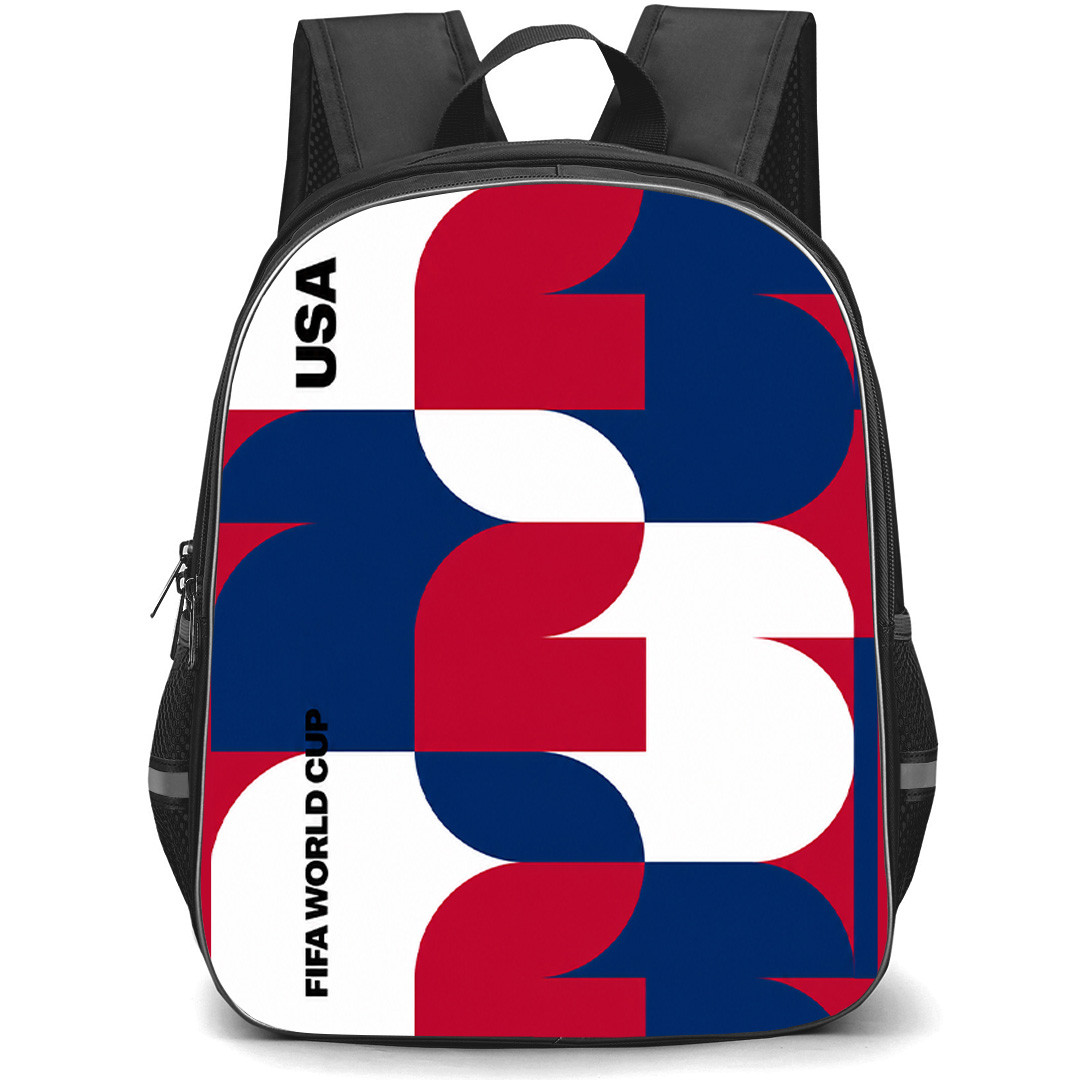 FIFA World Cup 2026 USA Backpack School Bag StudentPack - FIFA World Cup 2026 USA Retro Geometry Poster