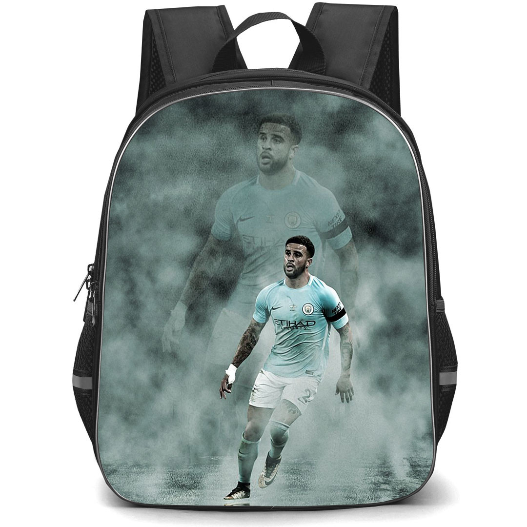 Kyle Walker Backpack StudentPack - Kyle Walker Manchester City F.C. Running Poster On Foggy Background