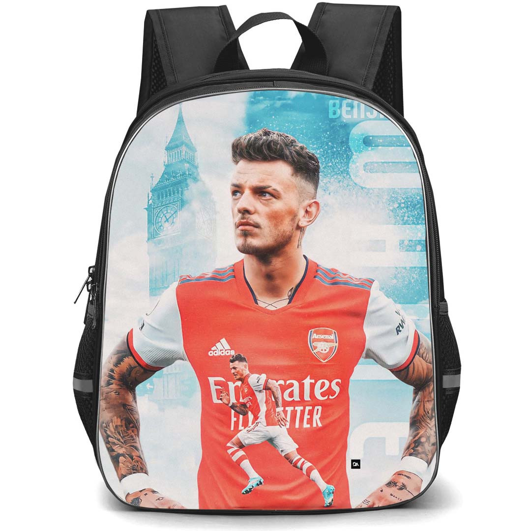 Ben White Backpack StudentPack - Ben White Arsenal F.C. Portrait Front of London Clock Poster