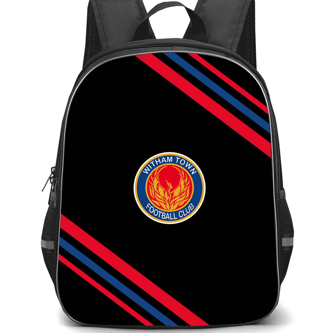 Witham Town Football Club Backpack School Bag StudentPack - Witham Town Football Club Large Logo With Stripe