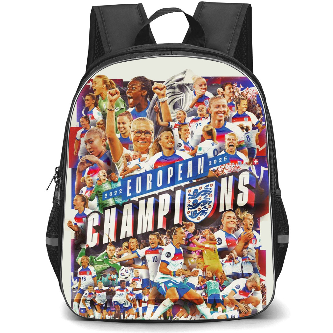 England Women's National Football Team Euro 25 Backpack StudentPack - Euro 25 Champions Retro Collage Poster