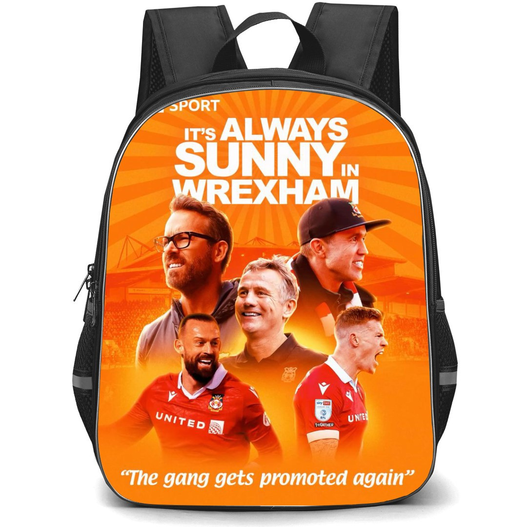 Wrexham Backpack StudentPack - Wrexham Characters Collage Its Always Sunny In Wrexham Orange Background