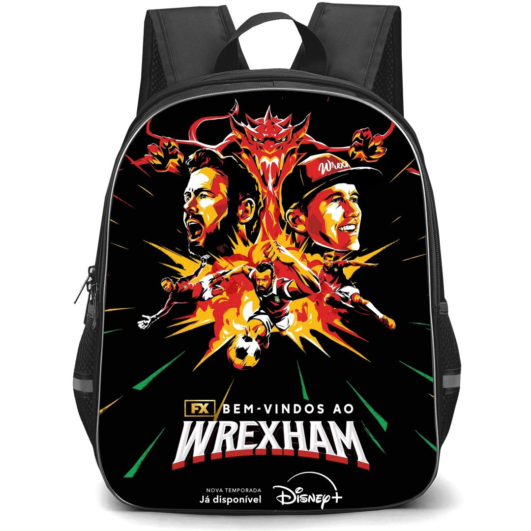 Wrexham Backpack StudentPack - Wrexham Illustration Character Collage Black Background
