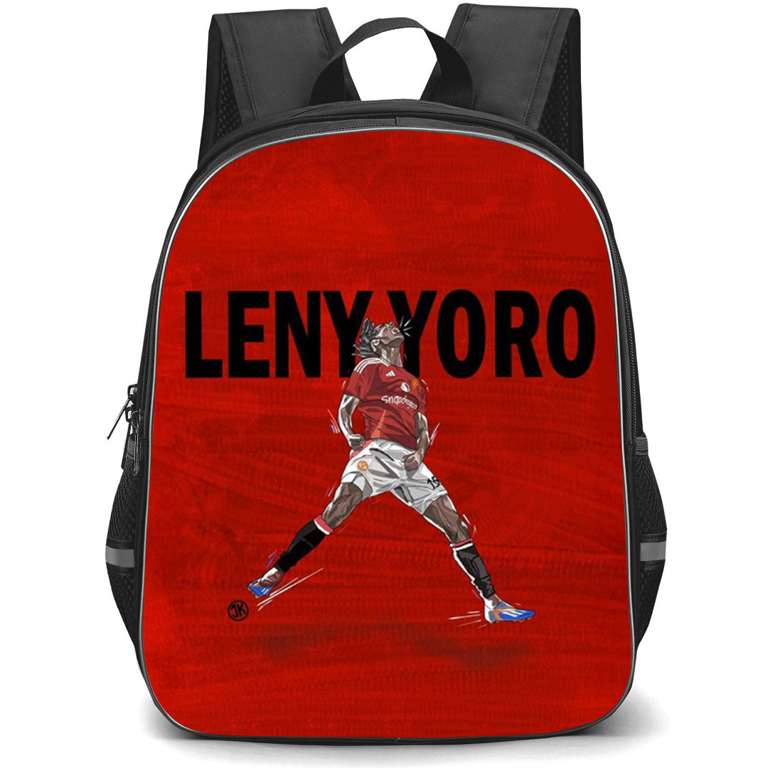 Leny Yoro Backpack StudentPack - Leny Yoro Goal Celebration Illustration Art On Red Background