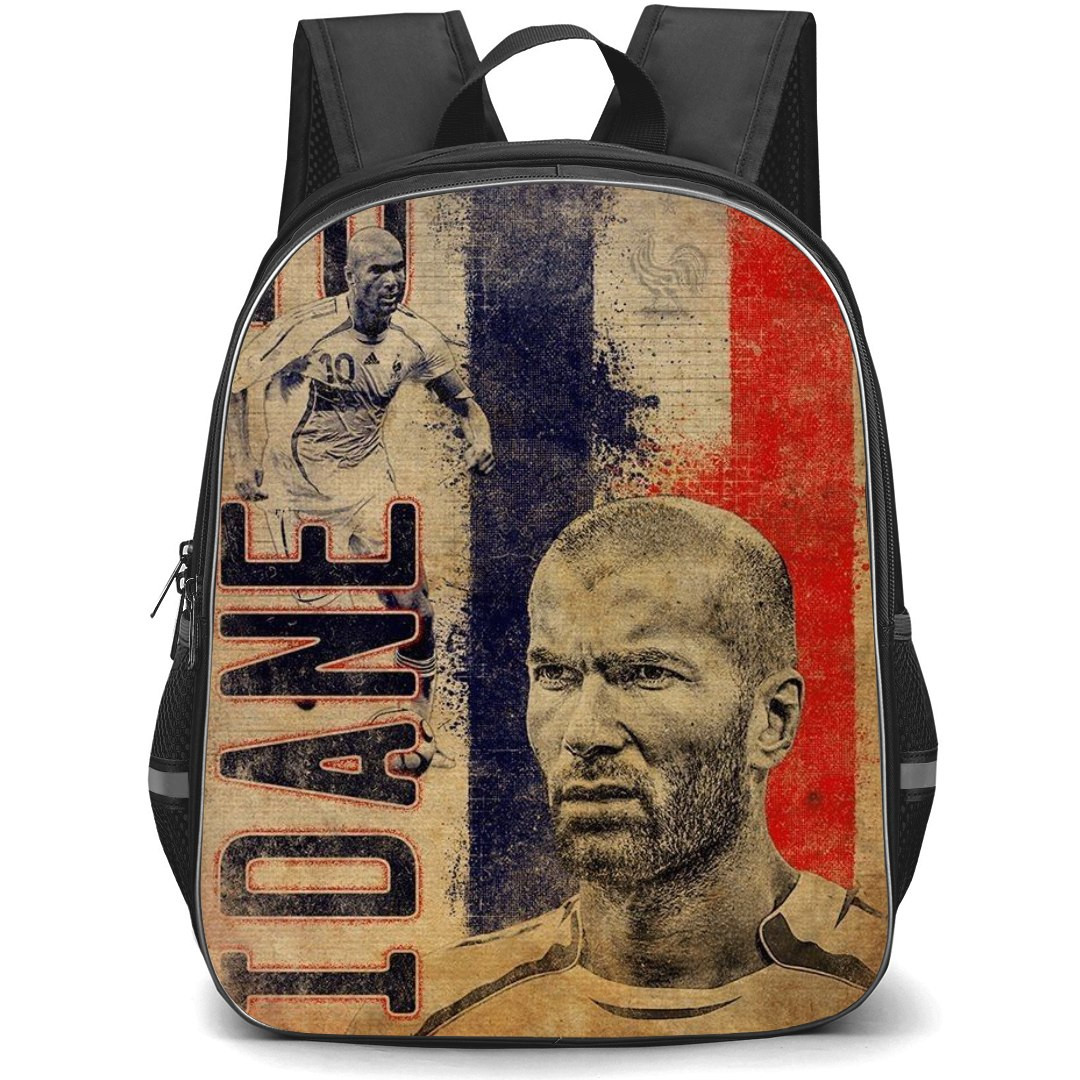 Zinedine Zidane Backpack StudentPack - Zinedine Zidane Blue And Red Background Brown Poster