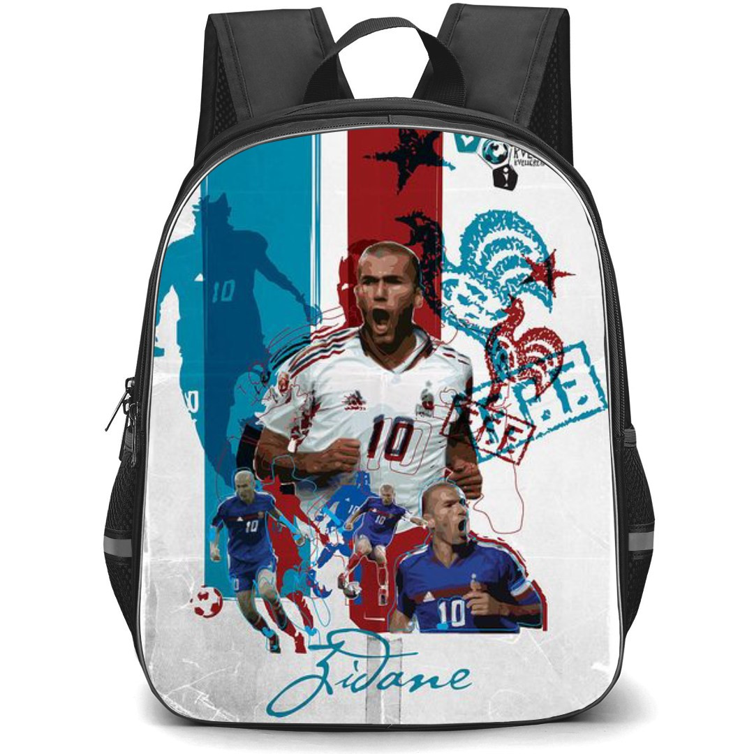 Zinedine Zidane Backpack StudentPack - Zinedine Zidane Blue Red Collage Poster Art