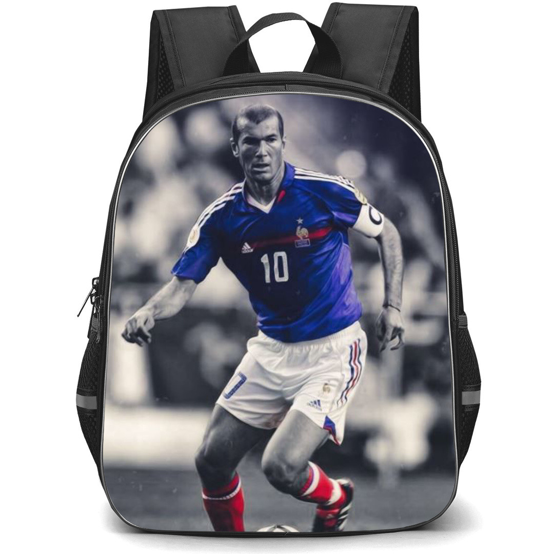 Zinedine Zidane Backpack StudentPack - Zinedine Zidane Dribbling Portrait Greyscale Background