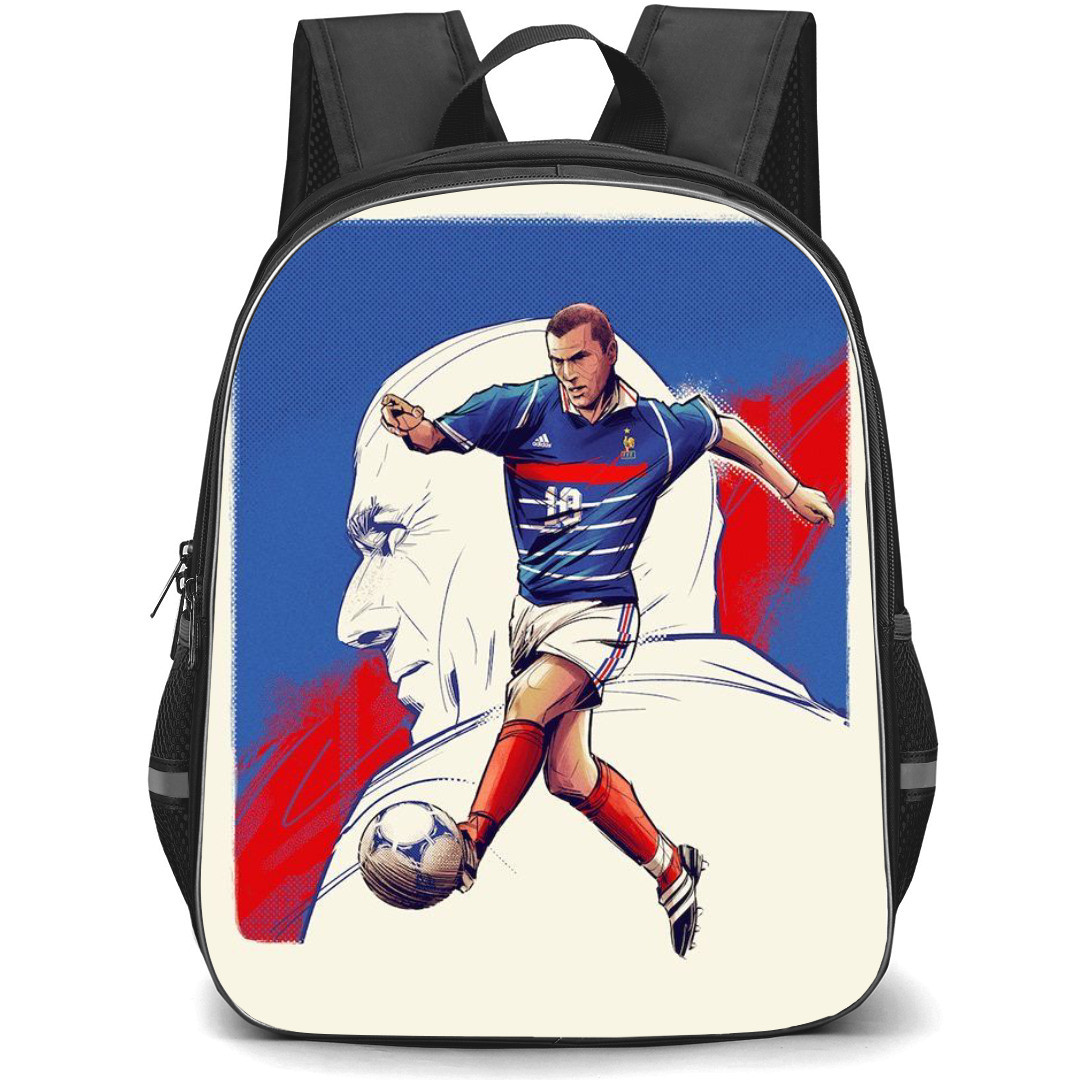 Zinedine Zidane Backpack StudentPack - Zinedine Zidane Dribbling the Ball And Face Background