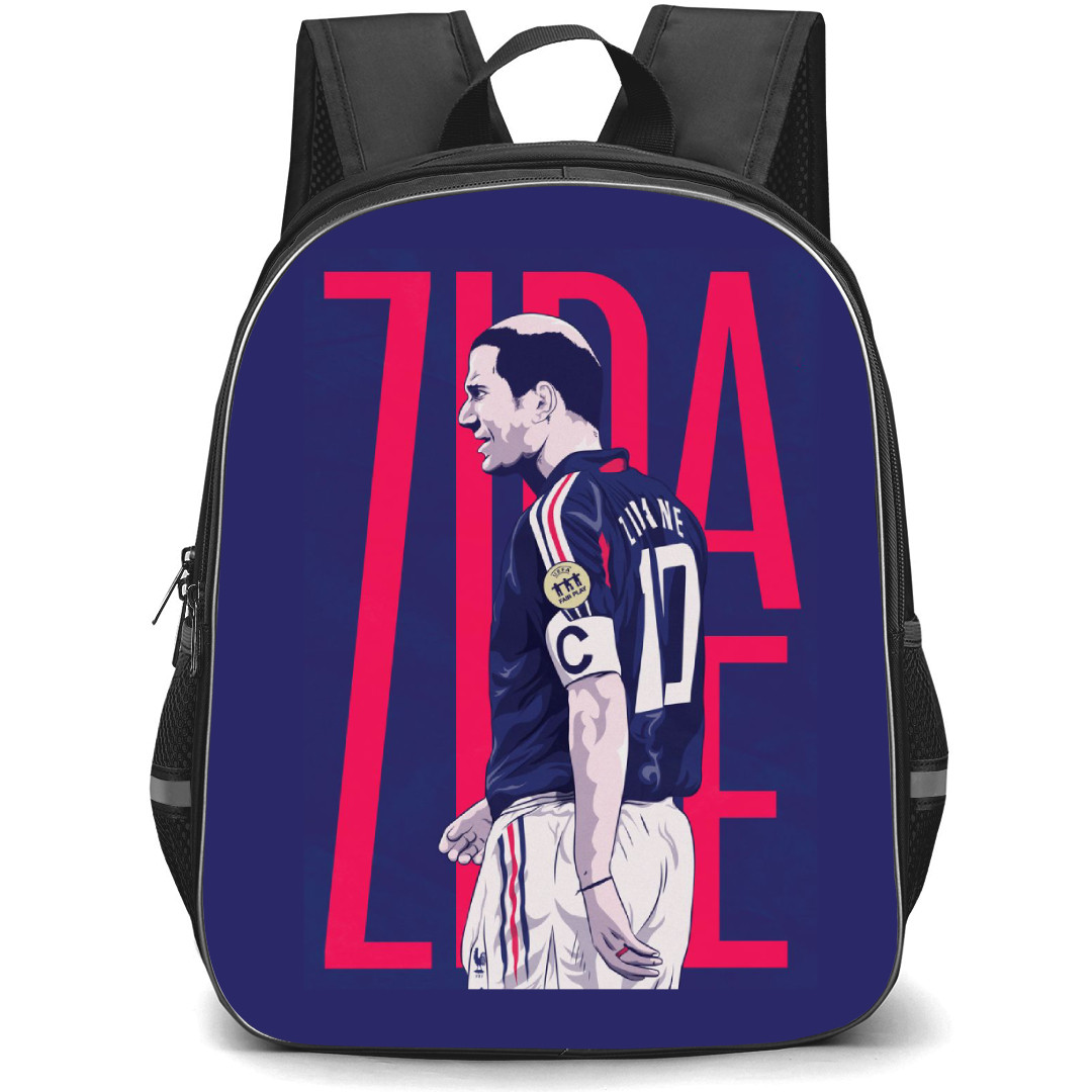 Zinedine Zidane Backpack StudentPack - Zinedine Zidane Pop Art Text In Blue Background