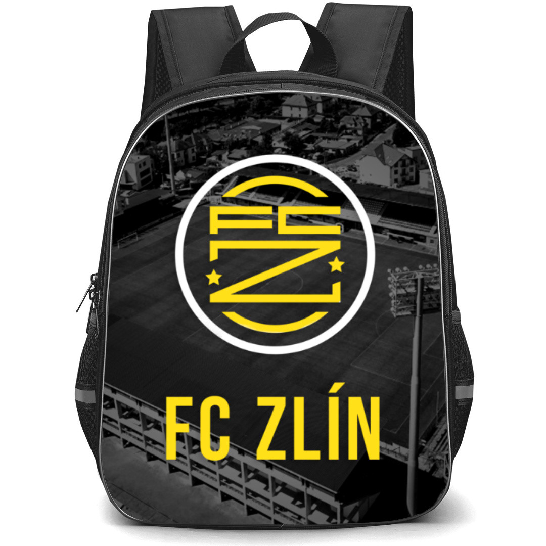 FC Zlin Backpack School Bag StudentPack - Logo In Field Grayscale Background