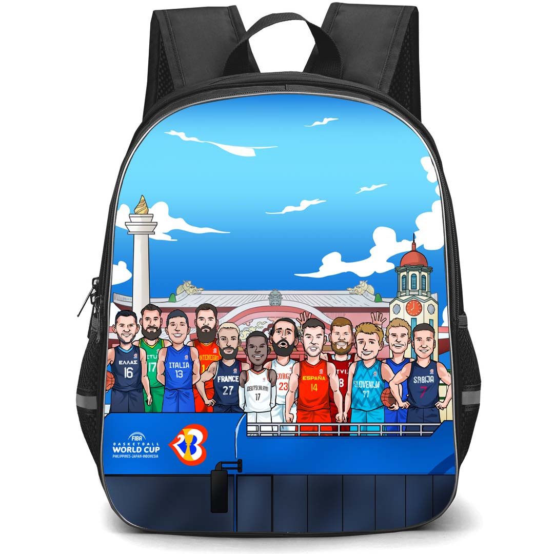 Fiba World Cup 2023 Backpack StudentPack - Fiba World Cup 2023 Cartoon Illustration Poster