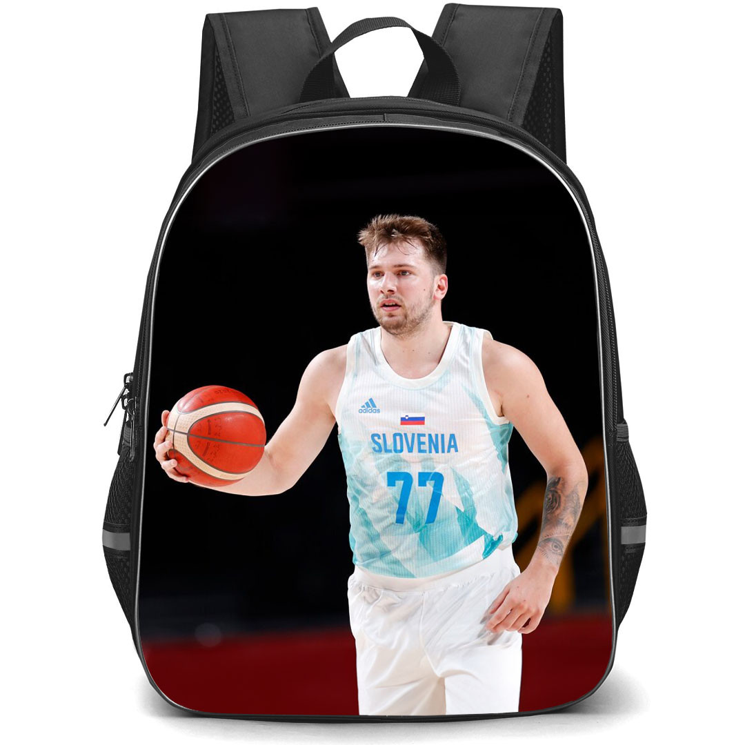 Fiba World Cup 2023 Luka Doncic Backpack StudentPack - Luka Doncic Slovenia 77 Holding Ball Poster