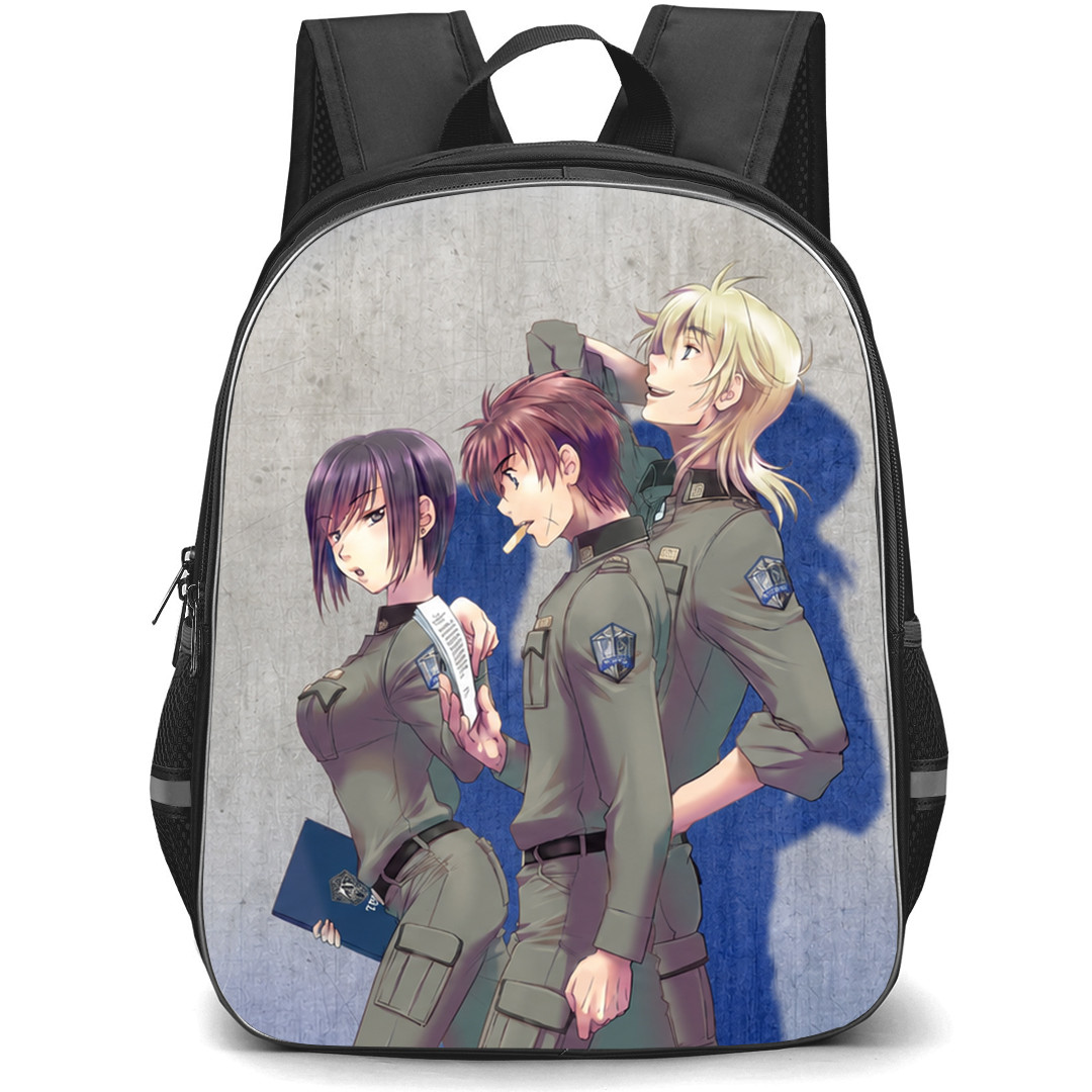 Full Metal Panic Backpack School Bag StudentPack - Full Metal Panic Characters Walking Uniform Side Portrait