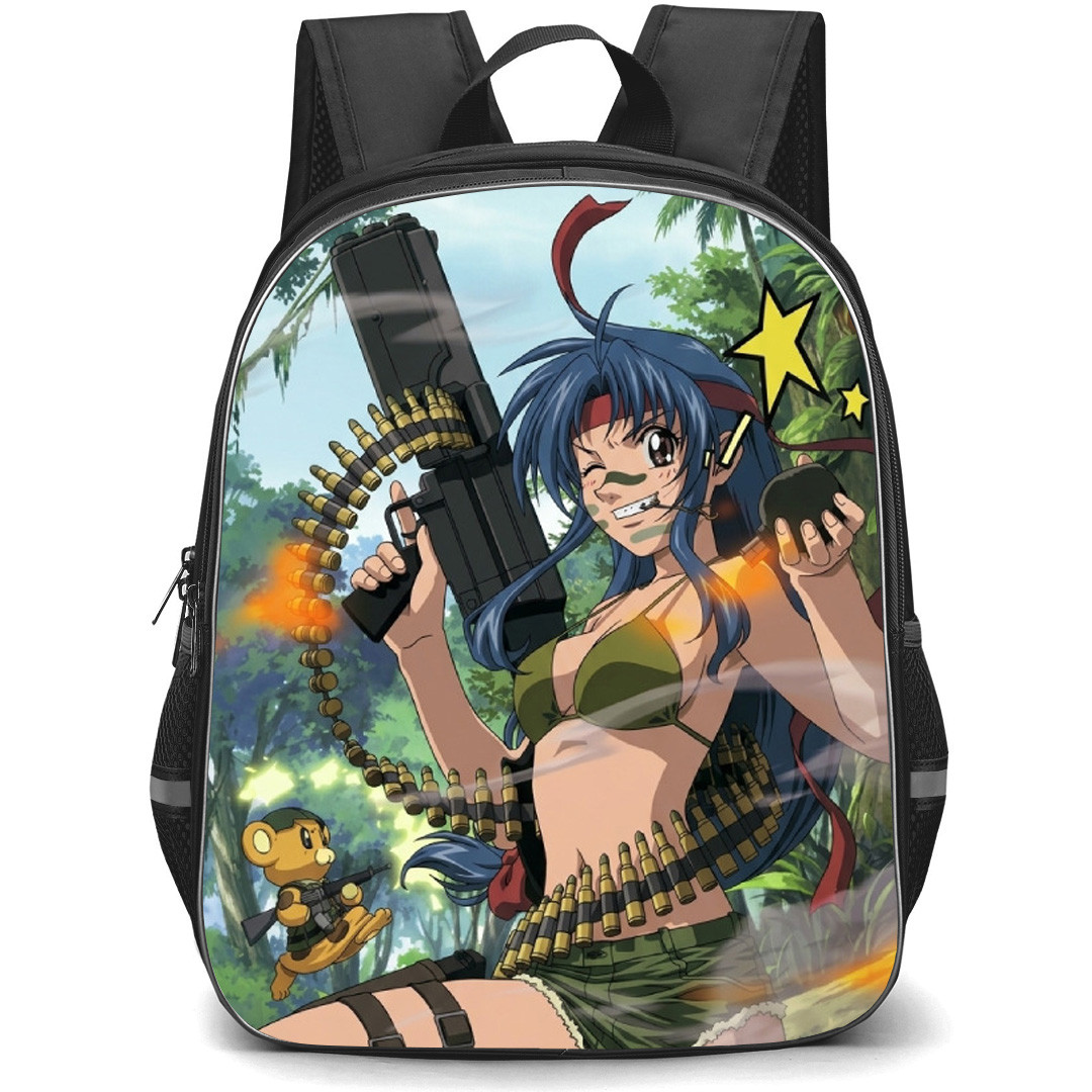 Full Metal Panic Kaname Chidori Backpack School Bag StudentPack - Kaname Chidori Holding Machine Gun Portrait
