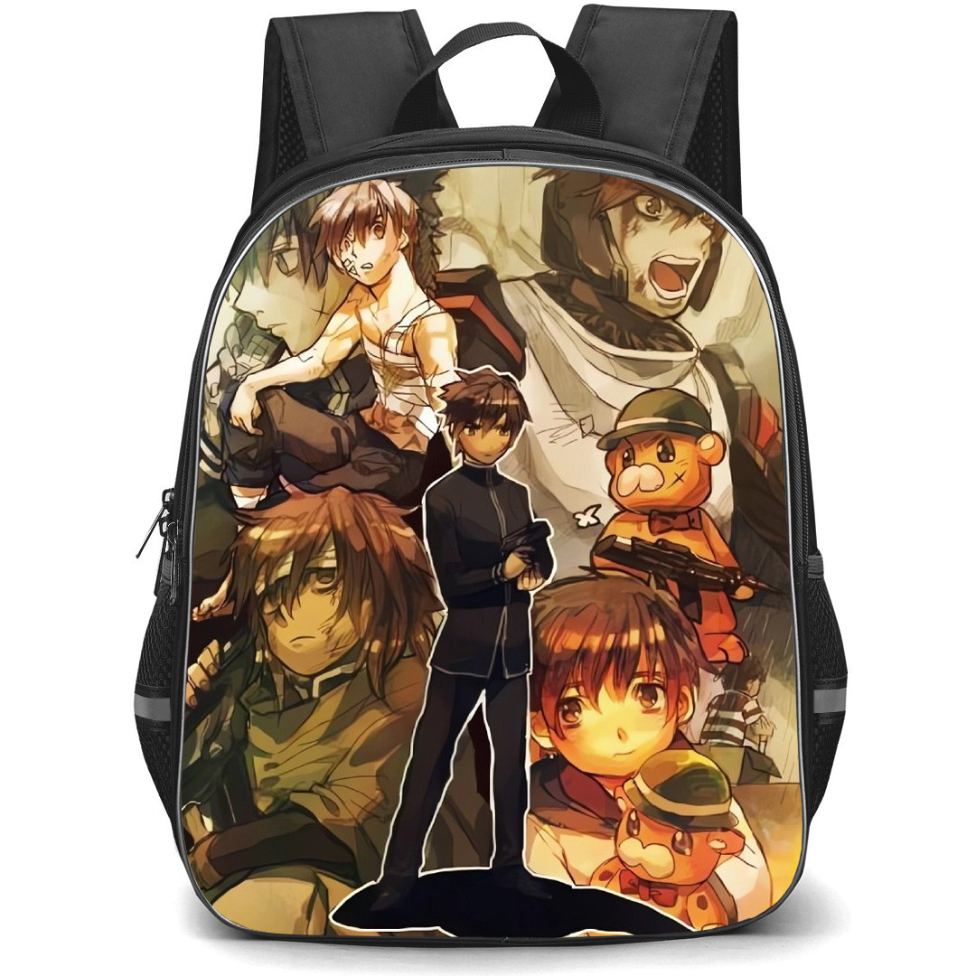 Full Metal Panic Sousuke Sagara Backpack School Bag StudentPack - Sousuke Sagara Portrait Collage Background