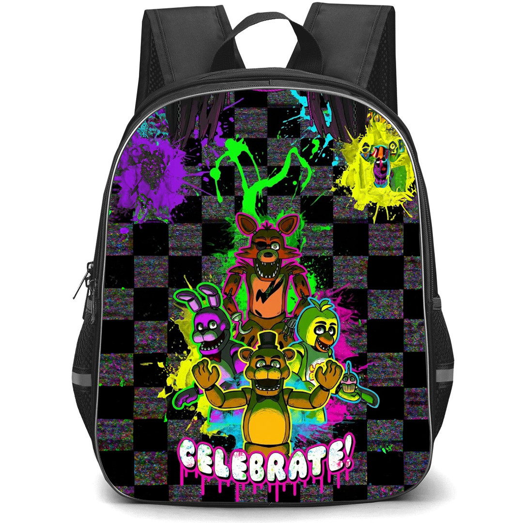Five Nights At Freddys Backpack School Bag StudentPack - Five Nights At Freddys Celebrate Neon Art Poster