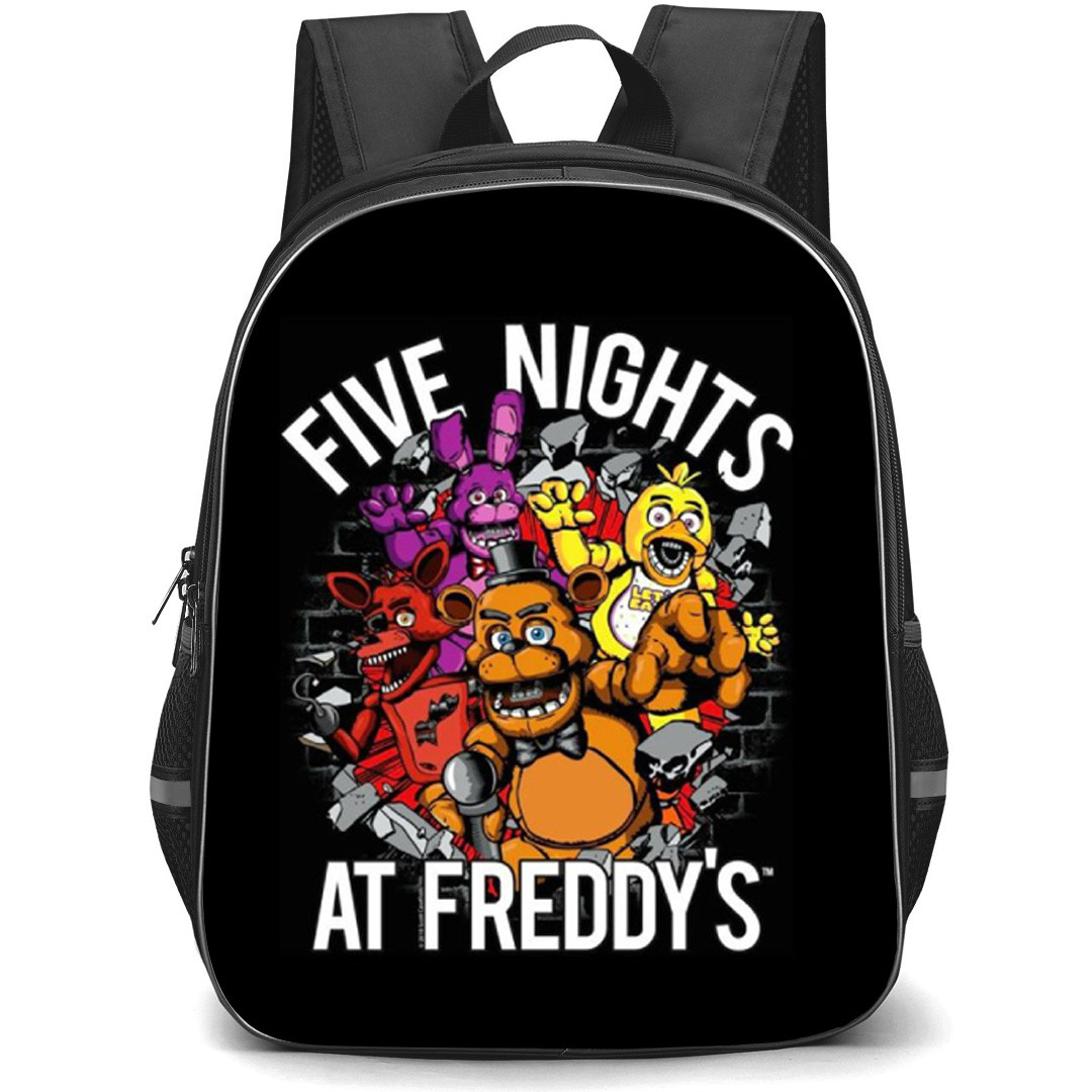 Five Nights At Freddys Freddy Backpack School Bag StudentPack - Freddy Logo Characters On Black Background
