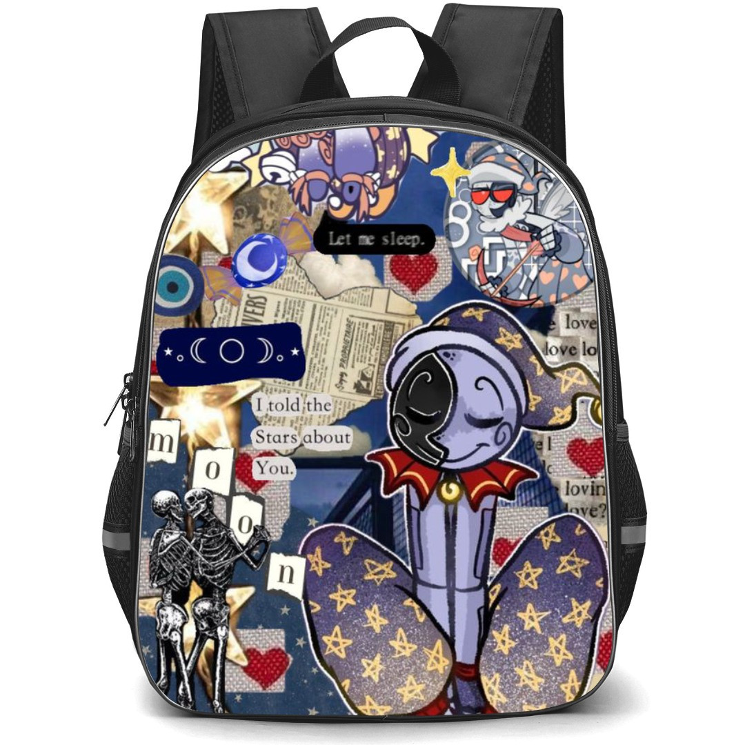 Five Nights At Freddys Moon School Backpack StudentPack - Moon Collage Newspaper Background
