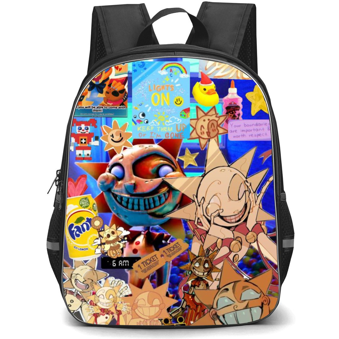 Five Nights At Freddys Sun School Backpack StudentPack - Sun Collage Blue Background