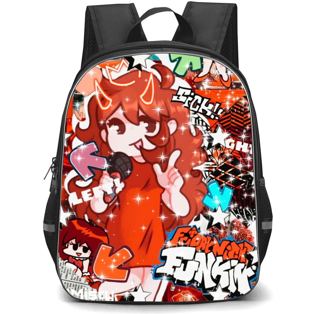 Friday Night Funkin Girlfriend Backpack StudentPack - Girlfriend Singing Portrait Collage Series Poster